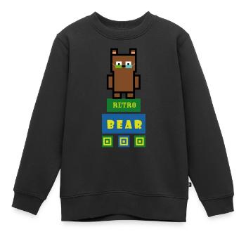 Braunbär im Retrostyle - Kinder Premium Organic Sweatshirt - Schwarz - Vorne - AI Model Kid Female (0cm)
