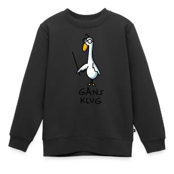 Gans klug - Kinder Premium Organic Sweatshirt - Schwarz - Vorne - AI Model Kid Female (0cm)