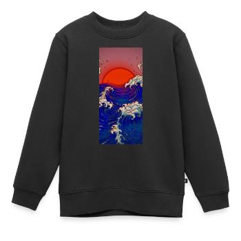 Vagues ensoleillées - Sweat Premium enfant bio - noir - Devant - AI Model Kid Female (0cm)