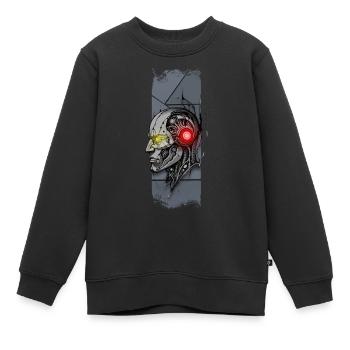 Mechanical Mind: Cyborg Robot Head - Sweat Premium enfant bio - noir - Devant - AI Model Kid Female (0cm)