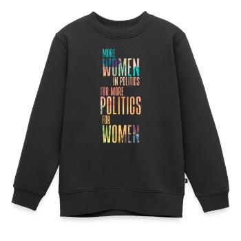 Plus de femmes en politique pour plus de politique pour les femmes - Sweat Premium enfant bio - noir - Devant - AI Model Kid Female (0cm)