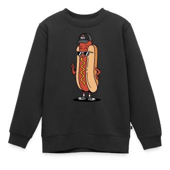 New Yorker Hot-Dog-Attitüde - Kinder Premium Organic Sweatshirt - Schwarz - Vorne - AI Model Kid Female (0cm)