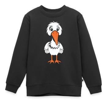 Storch - Kinder Premium Organic Sweatshirt - Schwarz - Vorne - AI Model Kid Female (0cm)
