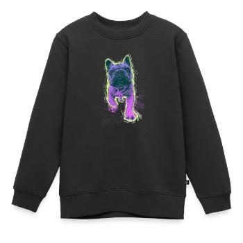 Éclaboussure néon Bouledogue - Sweat Premium enfant bio - noir - Devant - AI Model Kid Female (0cm)