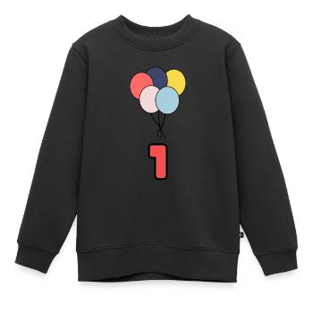 1. 1 AN. 1er ANNIVERSAIRE. ANNIVERSAIRE 1 AN. UN - Sweat Premium enfant bio - noir - Devant - AI Model Kid Female (0cm)