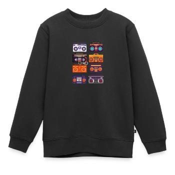Boombox rétro vintage radio vintage - Sweat Premium enfant bio - noir - Devant - AI Model Kid Female (0cm)