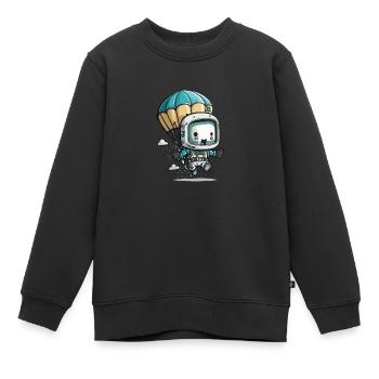 Fallschirmsprung-Bot - Kinder Premium Organic Sweatshirt - Schwarz - Vorne - AI Model Kid Female (0cm)