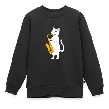 Saxophoniste saxophoniste - Sweat Premium enfant bio - noir - Devant - AI Model Kid Female (0cm)