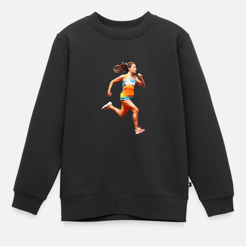 Coureuse - Sweat Premium enfant bio - noir