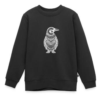 Cooler Pinguin mit Boho Ethno Mustern in weiß - Kinder Premium Organic Sweatshirt - Schwarz - Vorne - AI Model Kid Female (0cm)