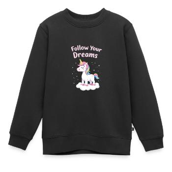 Suivez vos rêves Licorne Inspiration - Sweat Premium enfant bio - noir - Devant - AI Model Kid Female (0cm)