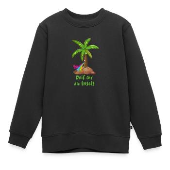 reif für die insel,urlaub,ferien,palme,insel - Kinder Premium Organic Sweatshirt - Schwarz - Vorne - AI Model Kid Female (0cm)