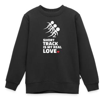 Ich Liebe Kurze Strecke Und Eislaufen - Kinder Premium Organic Sweatshirt - Schwarz - Vorne - AI Model Kid Female (0cm)