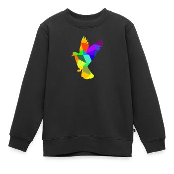 Taube Vogel Regenbogen Tiere Polygon - Kinder Premium Organic Sweatshirt - Schwarz - Vorne - AI Model Kid Female (0cm)