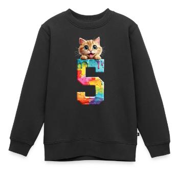 5 JAHRE KATZE 5. GEBURTSTAG - Kinder Premium Organic Sweatshirt - Schwarz - Vorne - AI Model Kid Female (0cm)