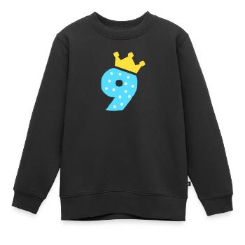 9 couronne 9e anniversaire 9 ans - Sweat Premium enfant bio - noir - Devant - AI Model Kid Female (0cm)
