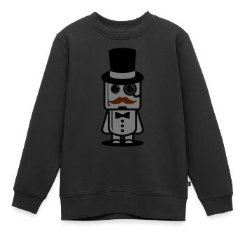 Gentleman Robot - Sweat Premium enfant bio - noir - Devant - AI Model Kid Female (0cm)