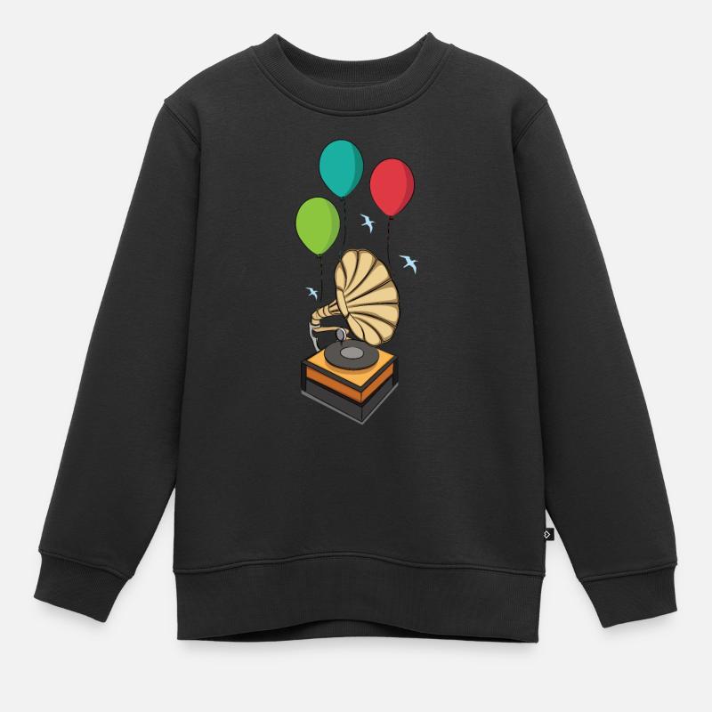 Gramophone avec ballons - Sweat Premium enfant bio - noir