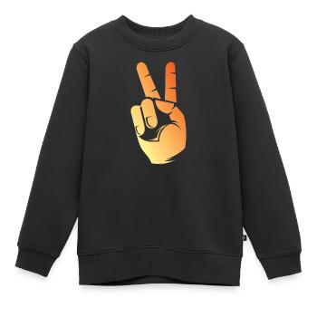 paix symbole de paix signe doigt signe de la main - Sweat Premium enfant bio - noir - Devant - AI Model Kid Female (0cm)