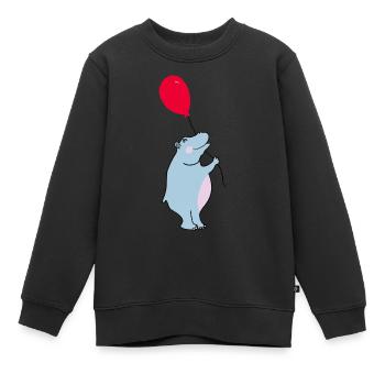 Blauer Hippo mit Ballon - Kinder Premium Organic Sweatshirt - Schwarz - Vorne - AI Model Kid Female (0cm)