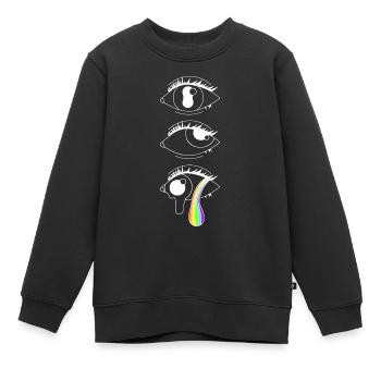 Des yeux psychédéliques avec arc-en-ciel, accroche-regard - Sweat Premium enfant bio - noir - Devant - AI Model Kid Female (0cm)