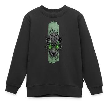 Jaguar aux yeux d’émeraude - Sweat Premium enfant bio - noir - Devant - AI Model Kid Female (0cm)