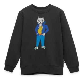 Chat gris en colère - Sweat Premium enfant bio - noir - Devant - AI Model Kid Female (0cm)