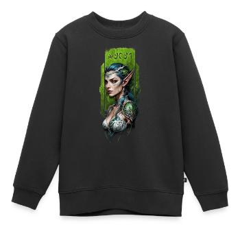 Gardien elfe de la forêt enchanté - Sweat Premium enfant bio - noir - Devant - AI Model Kid Female (0cm)
