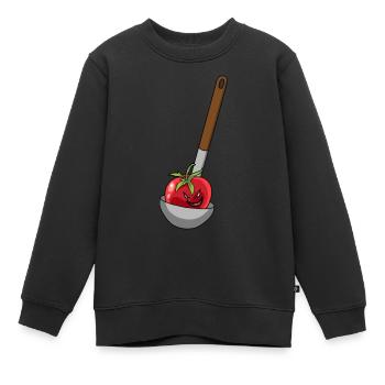 Louche à soupe tomate cook - Sweat Premium enfant bio - noir - Devant - AI Model Kid Female (0cm)