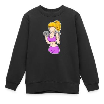 Fitness Frau Hanteln - Kinder Premium Organic Sweatshirt - Schwarz - Vorne - AI Model Kid Female (0cm)