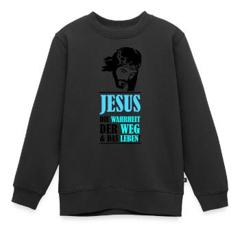 Jésus : la vérité, le chemin et la vie - Sweat Premium enfant bio - noir - Devant - AI Model Kid Female (0cm)