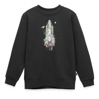 Fantasievolles Space Shuttle - kunstvoll gestaltet - Kinder Premium Organic Sweatshirt - Schwarz - Vorne - AI Model Kid Female (0cm)