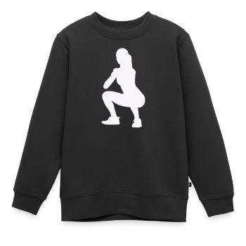 Frau Silhouette Squat - Kinder Premium Organic Sweatshirt - Schwarz - Vorne - AI Model Kid Female (0cm)