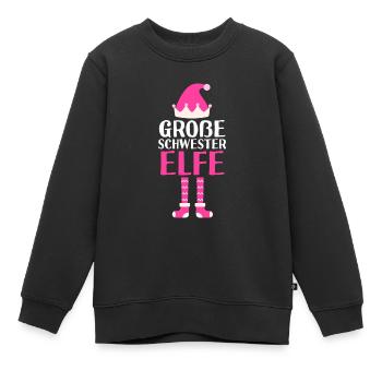 Große Schwester Elfe Grosse Schwester Geschenk - Kinder Premium Organic Sweatshirt - Schwarz - Vorne - AI Model Kid Female (0cm)