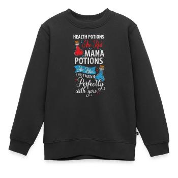 Sagesse des signes d’alchimie - Sweat Premium enfant bio - noir - Devant - AI Model Kid Female (0cm)