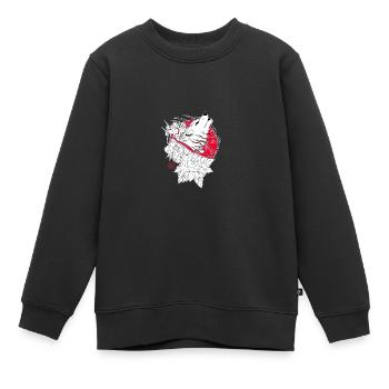 Wolf, Iris und Pfingstrose aus Japan - Kinder Premium Organic Sweatshirt - Schwarz - Vorne - AI Model Kid Female (0cm)