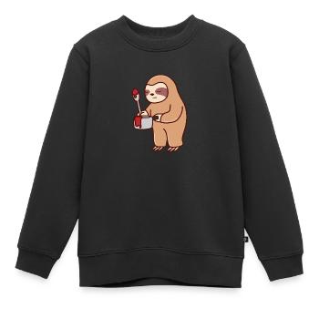 Peinture paresseuse, endormissement, ironique, - Sweat Premium enfant bio - noir - Devant - AI Model Kid Female (0cm)