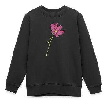 Fleur sauvage rose / fleur de cosmos rose - Sweat Premium enfant bio - noir - Devant - AI Model Kid Female (0cm)