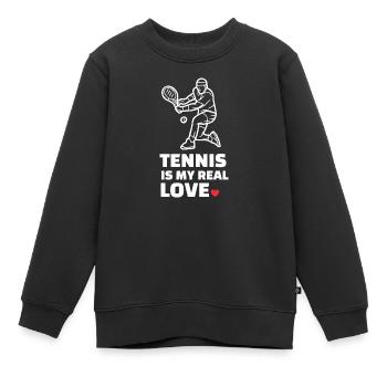 Ich Liebe Tennis - Kinder Premium Organic Sweatshirt - Schwarz - Vorne - AI Model Kid Female (0cm)