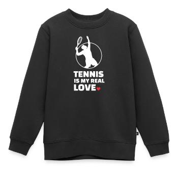 Ich Liebe Tennis - Kinder Premium Organic Sweatshirt - Schwarz - Vorne - AI Model Kid Female (0cm)