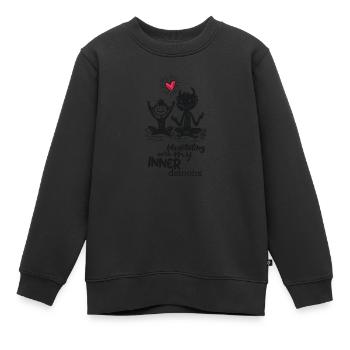 Meditating Demon - Kids Premium Organic Sweatshirt - black - Front - AI Model Kid Female (0cm)