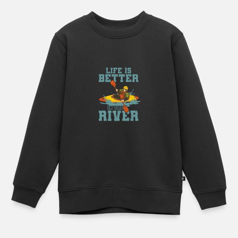 Kajak - Kinder Premium Organic Sweatshirt - Schwarz