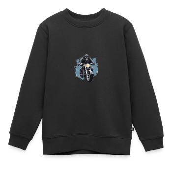 Moto Motard Gorilla - Sweat Premium enfant bio - noir - Devant - AI Model Kid Female (0cm)