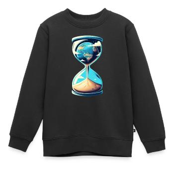 Erde in Sanduhr - Umweltbewusstsein - Kinder Premium Organic Sweatshirt - Schwarz - Vorne - AI Model Kid Female (0cm)