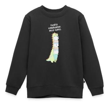 Tschüss Kindergarten Hallo Schule - Dinosaurier - Kinder Premium Organic Sweatshirt - Schwarz - Vorne - AI Model Kid Female (0cm)