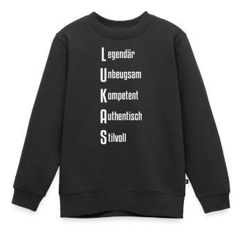 Lukas mit Adjiektive beschrieben - Kinder Premium Organic Sweatshirt - Schwarz - Vorne - AI Model Kid Female (0cm)