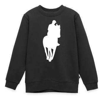 cavalier - Sweat Premium enfant bio - noir - Devant - AI Model Kid Female (0cm)