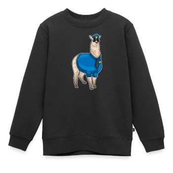 Alpaka Polizist Sonnenbrille Polizei - Kinder Premium Organic Sweatshirt - Schwarz - Vorne - AI Model Kid Female (0cm)
