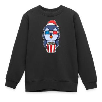 Pingouin 3d cinéma soirée cinéma Noël - Sweat Premium enfant bio - noir - Devant - AI Model Kid Female (0cm)