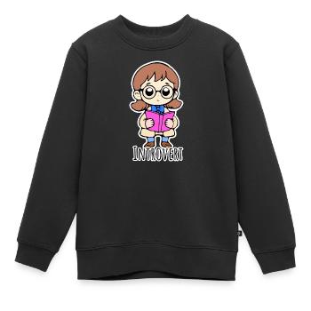 Je suis plutôt réservé et introverti - Sweat Premium enfant bio - noir - Devant - AI Model Kid Female (0cm)